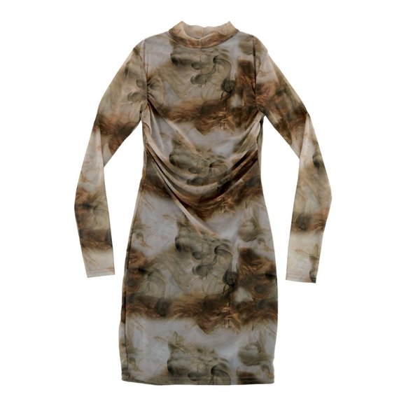 Pretty Little Thing Long Sleeve‎ Dress Shape Brown Size 4 - Picture 1 of 4